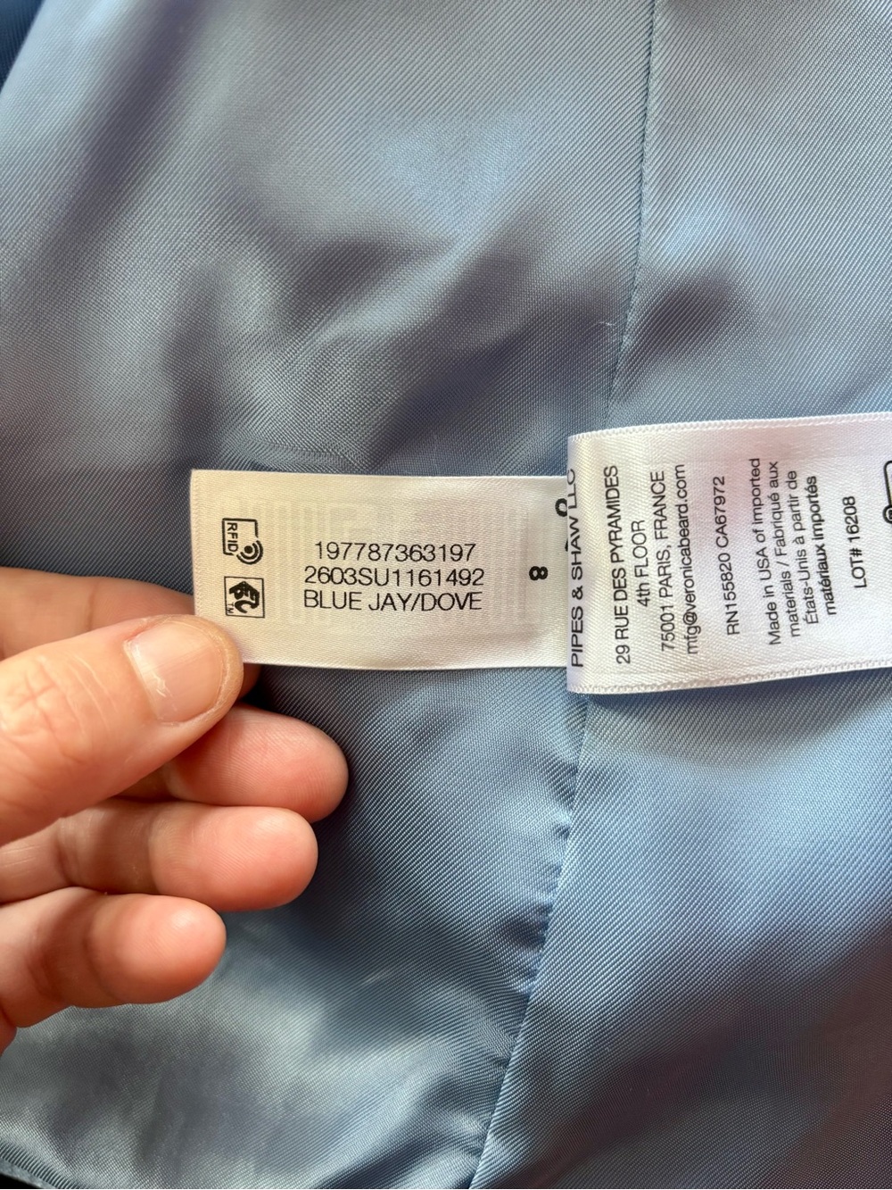 Veronica Beard Sky Blue Pinstripe Double-Breasted Miller Dickey Jacket Size 8 - Picture 4 of 13